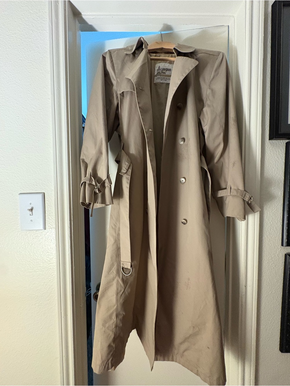 London Fog Tan Double-Breasted Trench Coat